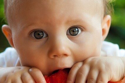 baby with watermelon