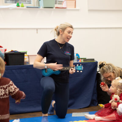 Teacher playing instrument