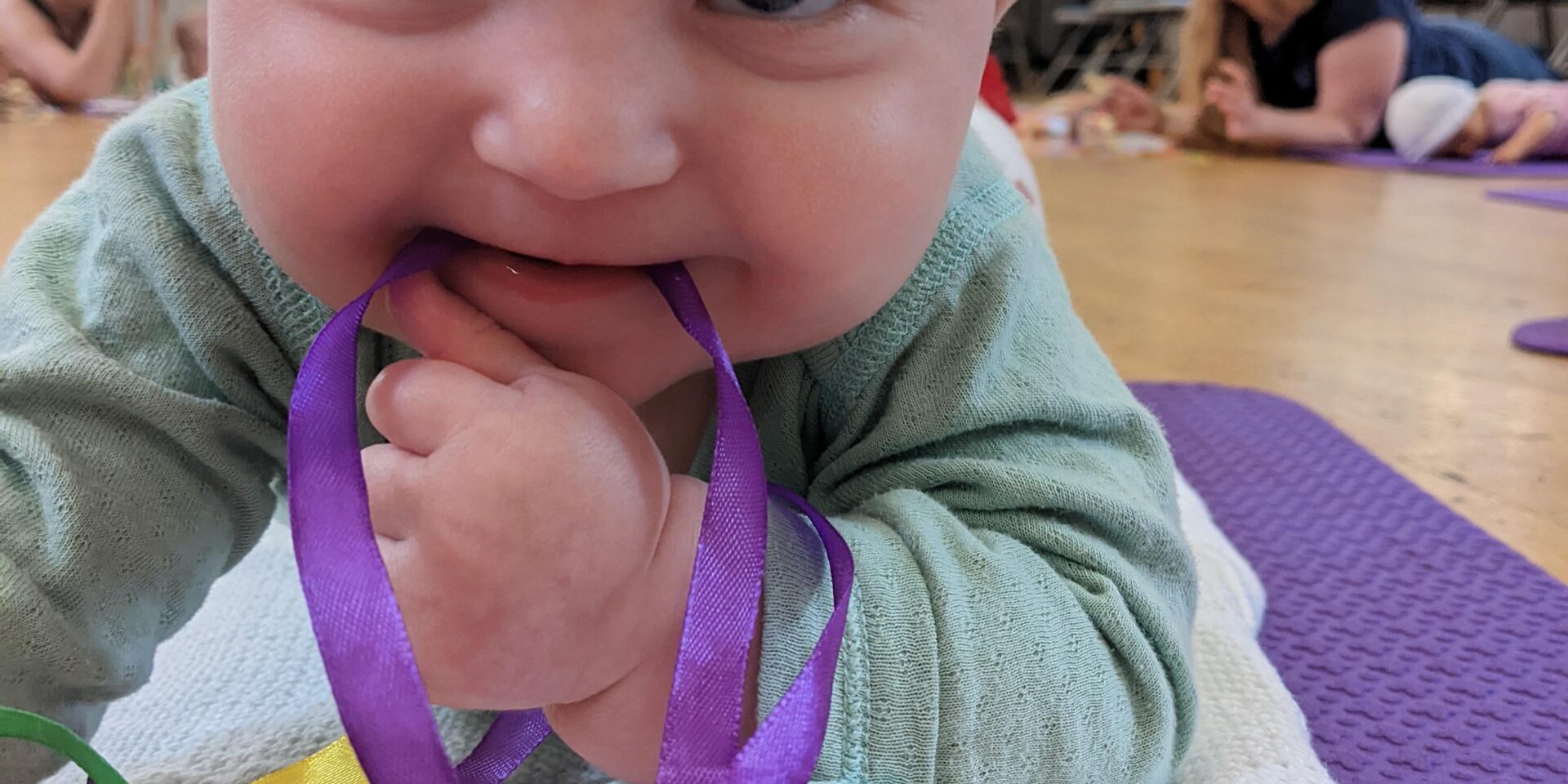 Baby Ribbon ring play at Baby College Tummytime at Baby College Classes